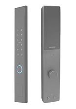 Visual da fechadura digital Emtco Barcelona com abertura por biometria, senha, RFID e integração com aplicativo