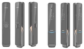 Imagem da fechadura digital Philips EasyKey 9300 push-pull com acesso por biometria, senha e cartão RFID