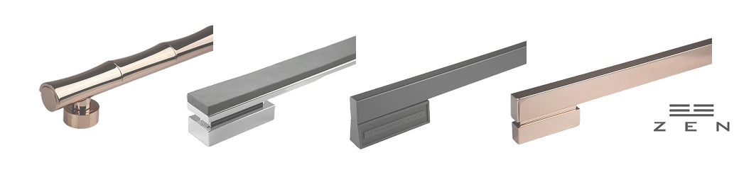 Puxadores minimalistas da linha Zen Design em alumínio com acabamentos variados e linhas retas